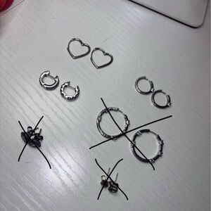 Pandora Silver mixed hoops and studs